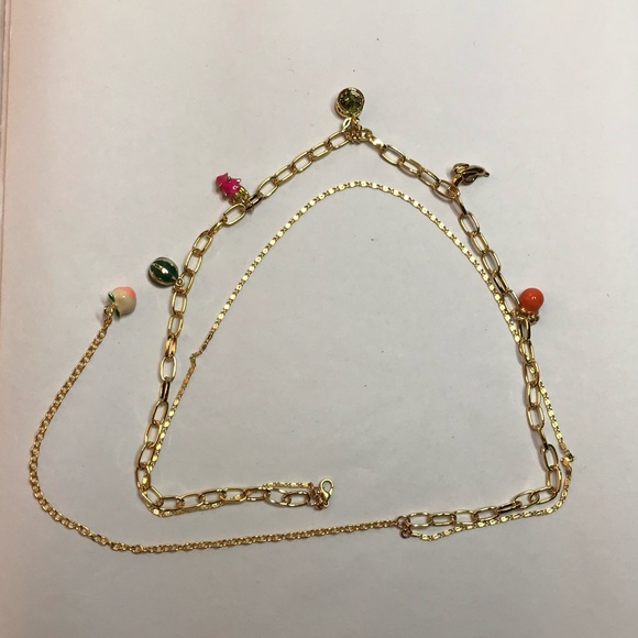 "Fruit Stand" Handmade 2-Layer Gold Charm Necklace with Tropical Fruit Charms - Picture 12 of 15